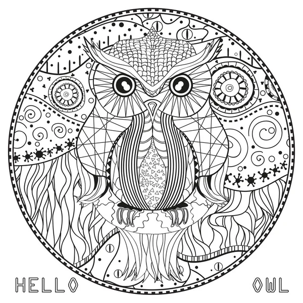 Mandala with owl — Stock Vector