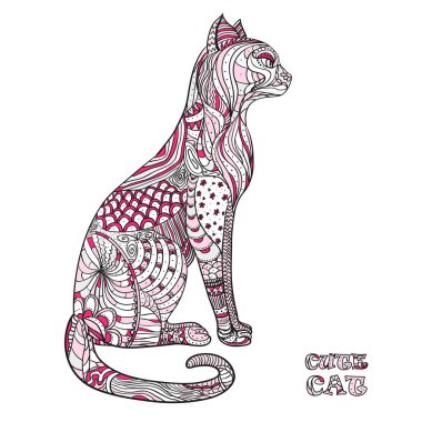 Kedi. Tasarım Zentangle.