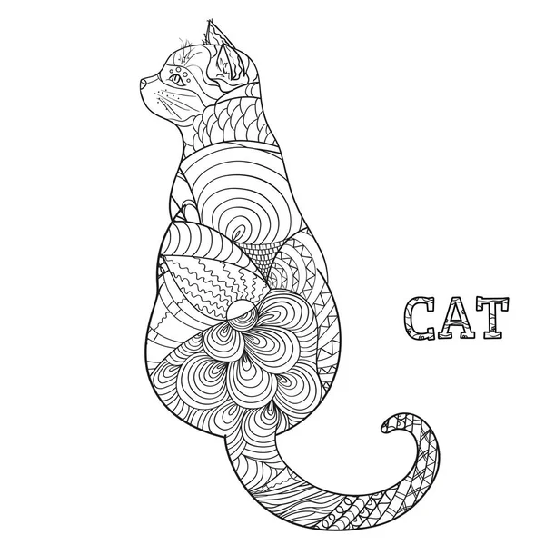 Gatto. Design Zentangle . — Vettoriale Stock