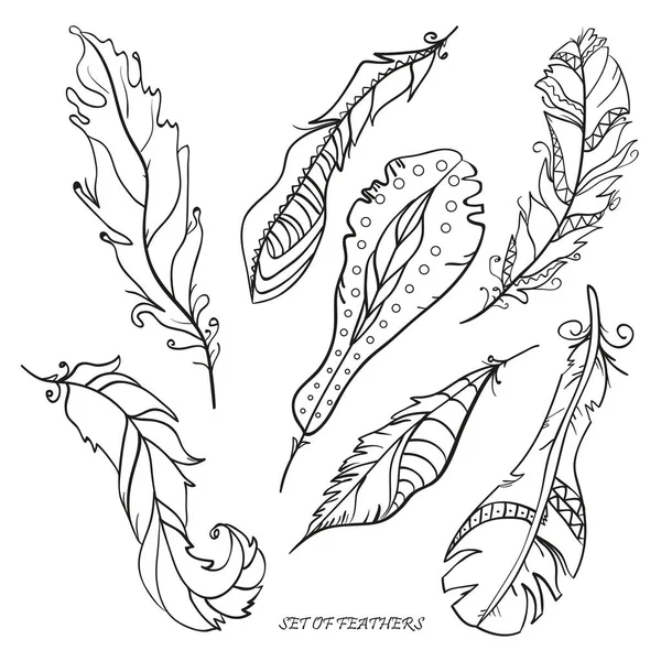 Plumas. Arte zen — Vector de stock