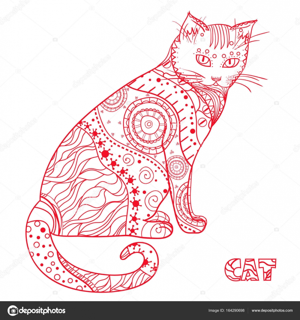 Cat. Design Zentangle. — Stock Vector © MikaBesfamilnaya #164290698