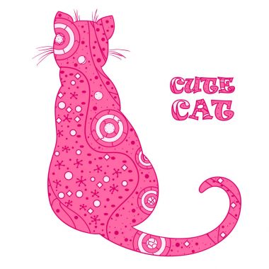 Kedi. Tasarım Zentangle.