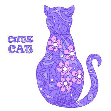 Kedi. Tasarım Zentangle.