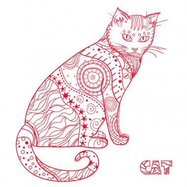 Kedi. Tasarım Zentangle.