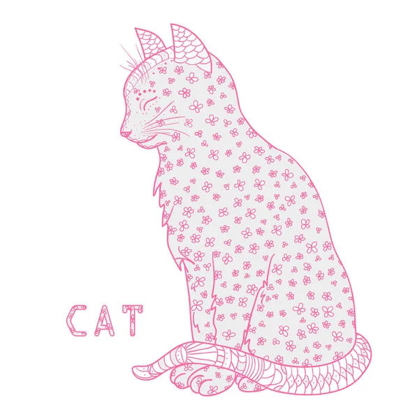 ¡Cat! Diseño Zentangle . — Vector de stock