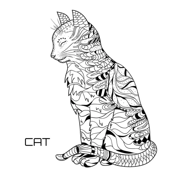 ¡Cat! Diseño Zentangle . — Archivo Imágenes Vectoriales