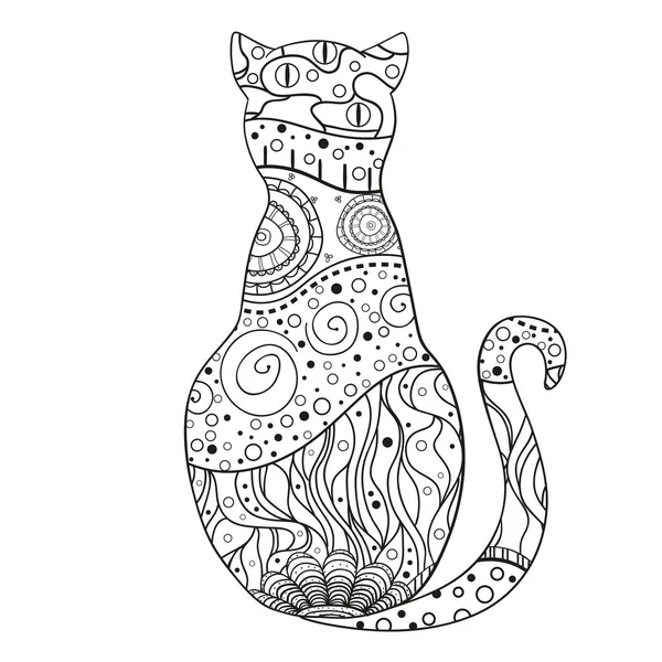 Gato. Projeto Zentangle . — Vetor de Stock