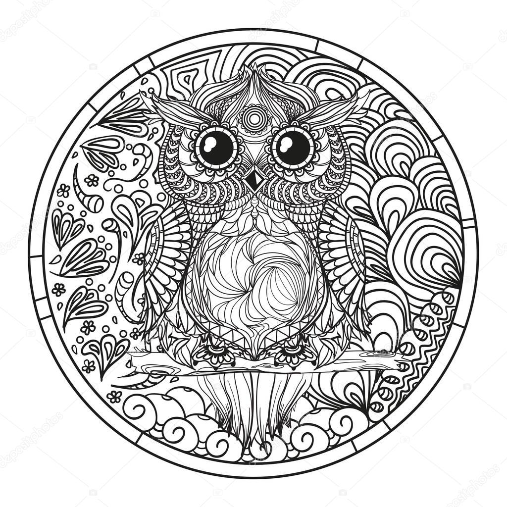 Download Mandala. Owl. Zentangle. — Stock Vector © MikaBesfamilnaya ...