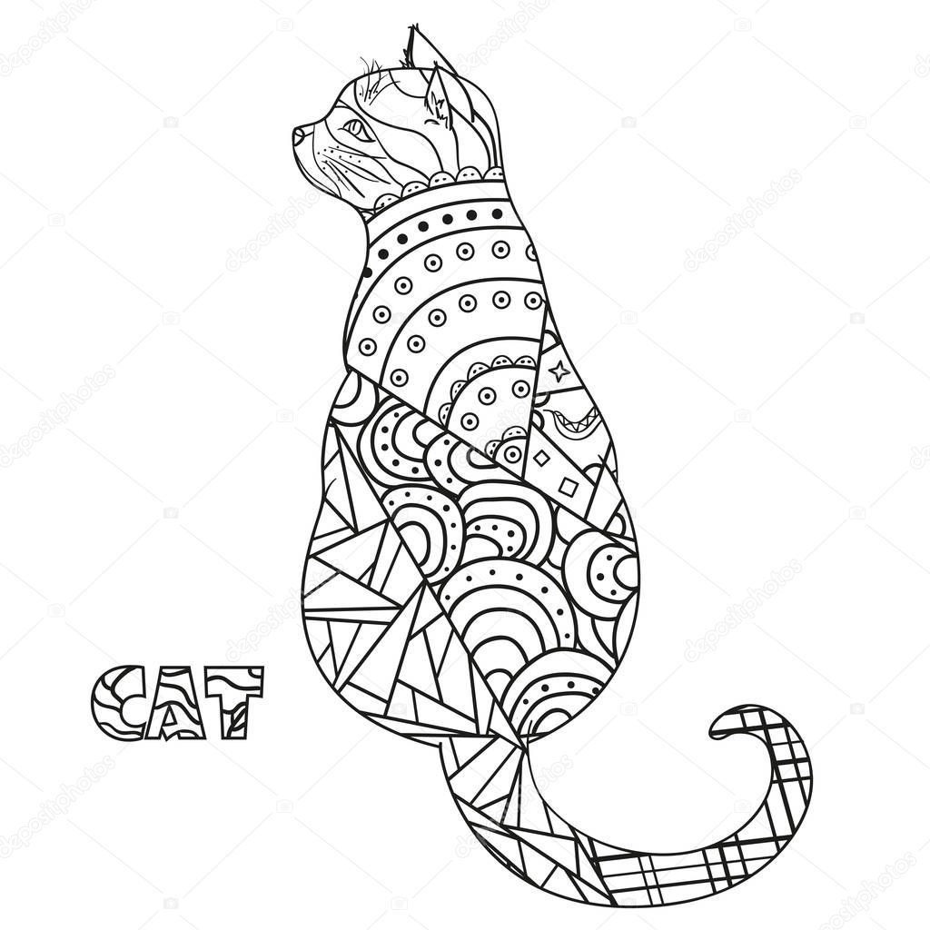 Cat. Design Zentangle. 