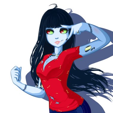 Zombi kız izole arka plan üzerinde