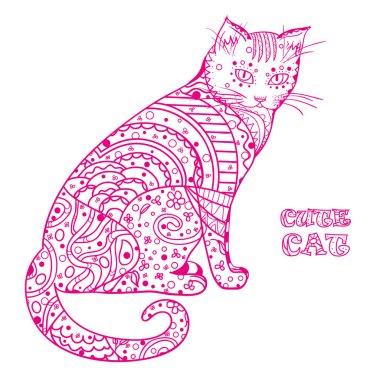 Kedi. Tasarım Zentangle.
