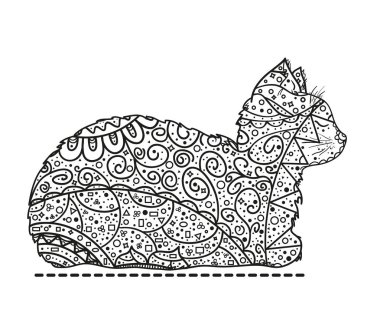 Kedi. Tasarım Zentangle. 