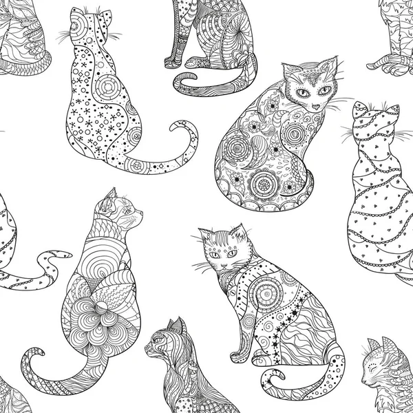 ¡Cat! Diseño Zentangle . — Vector de stock