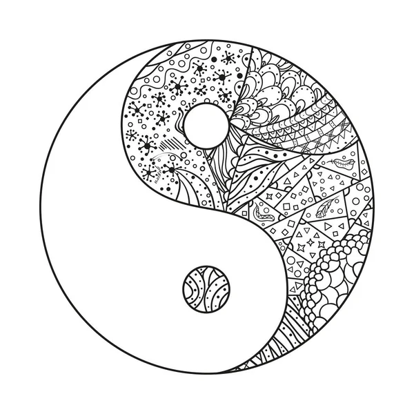 Yin y Yang. Zentangle. . — Archivo Imágenes Vectoriales