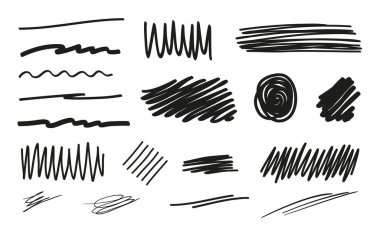 Beyaz üzerine el çizilmiş siyah altçizgiler. Felç kaotik kalıplar. Siyah beyaz çizim. Posterler ve el ilanları için esrarengiz ögeler