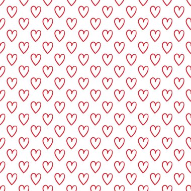 Elle çizilmiş kalpleri olan bir arka plan. Yüzeyde pürüzsüz duvar kağıdı