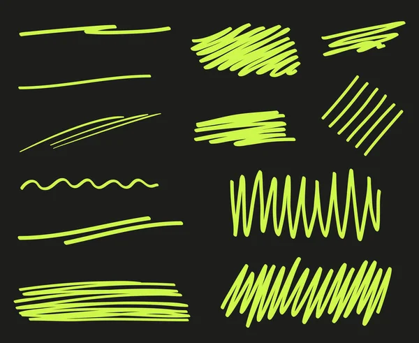 Abstrait Éléments Néon Sur Fond Noir Isolé Des Lignes Chaotiques — Image vectorielle