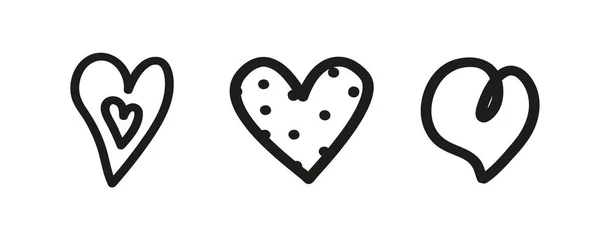 Coeur Grunge Sur Fond Blanc Isolé Coeurs Contour Élégants — Image vectorielle