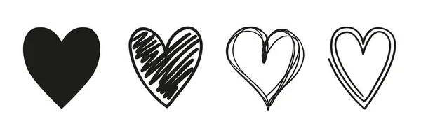 Grunge Coeurs Noirs Sur Fond Blanc Isolé Forme Cœur Illustration — Image vectorielle