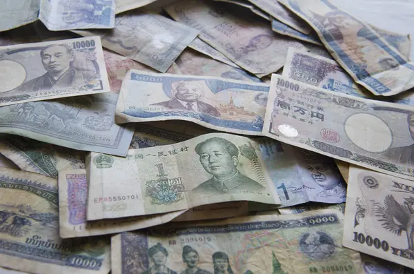 Internationale Währung, asiatische Banknote. — Stockfoto