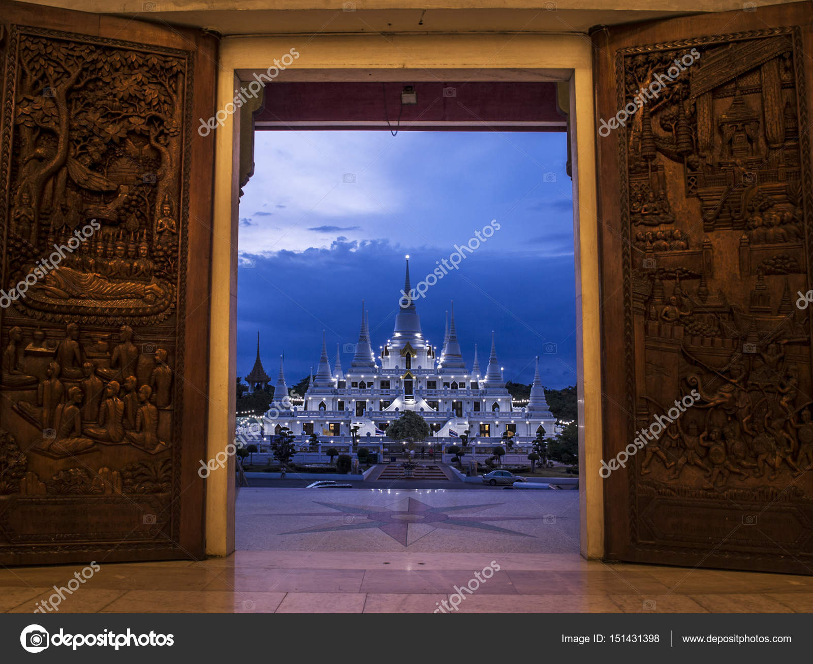 Scène De Wat Asokaram Au Crépuscule Coucher De Soleil Au
