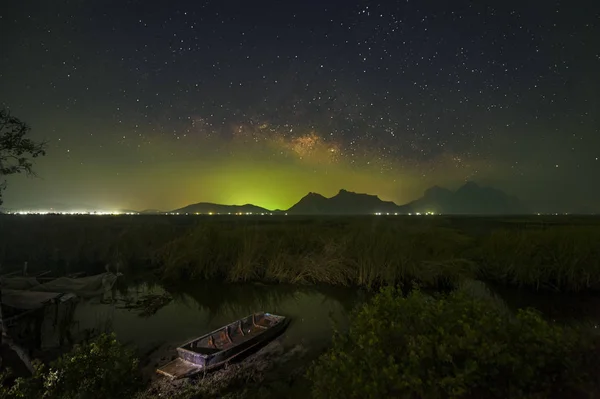 Milky Way Galaxy on green sky