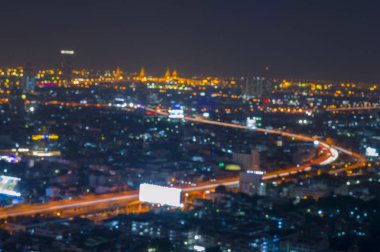 Bulanık tarzı Express yolu ile yumuşak bokeh ışıklar Bangkok gece sahne 