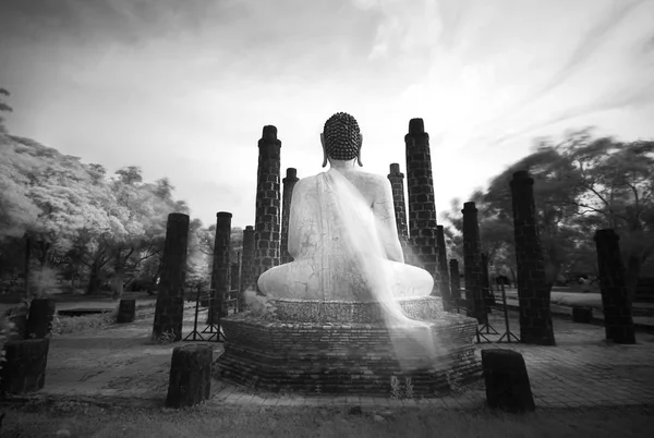 Buddha sculpture in Black and white, shooting Near Infrared style, IR72 filter. Thailand