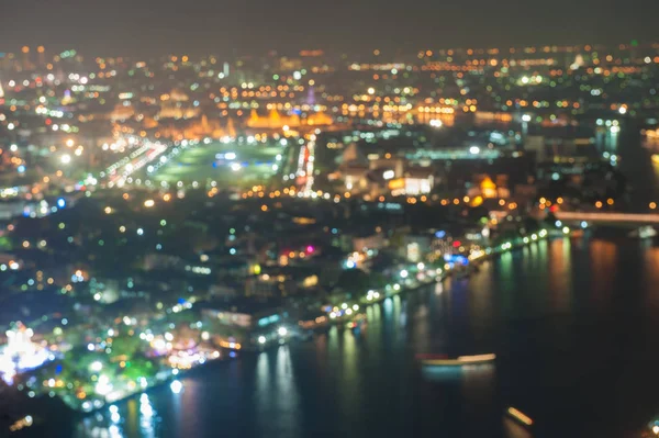 Koncentruje Się Obraz Abstrakcja Niewyraźne Światła Panoramę Miasto Bangkok — Zdjęcie stockowe