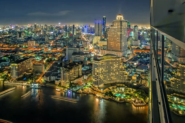 Légi Felvétel Felső Tető Panorámakép Bangkok Városára — Stock Fotó