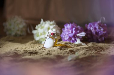 Bal kavanozu kum ve mor beyaz orkide, düğün ve Spa için Hediyelik eşya
