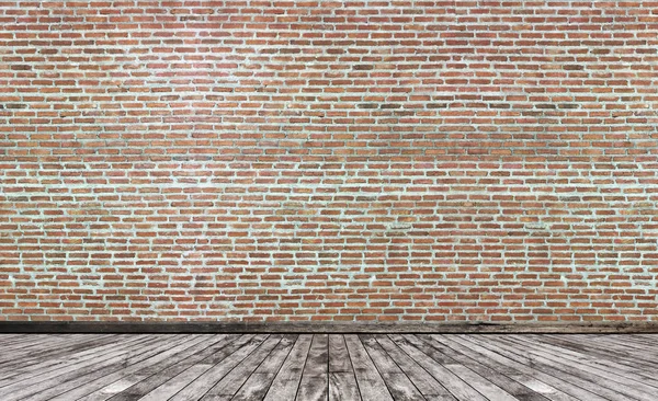 Red Brick Wall Surface Vintage Wooden Floor — Stock Photo, Image