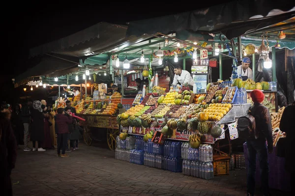 Marrakesh Morocco Квітня 2018 Jamaa Fna Публічне Місце Площі Нічному — стокове фото