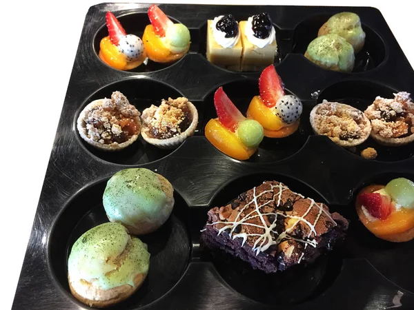 Mini Mixed Desserts Und Backbar Auf Catering Buffet Auf Kleiner lizenzfreie Stockbilder