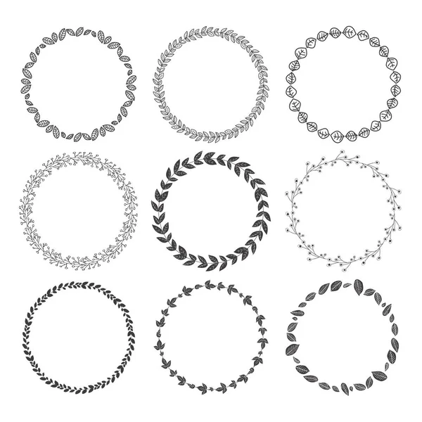 Ensemble de 9 cadres de style boho dessinés à la main — Image vectorielle
