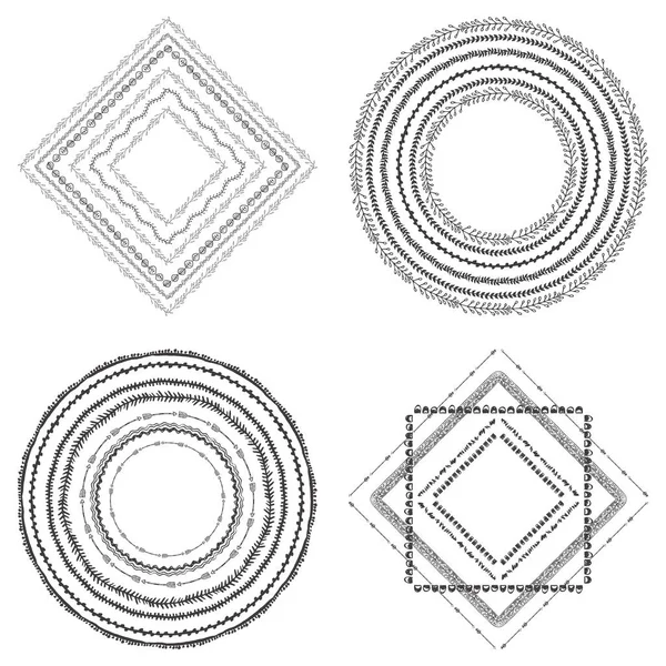 Set de 4 marcos boho dibujados a mano — Vector de stock