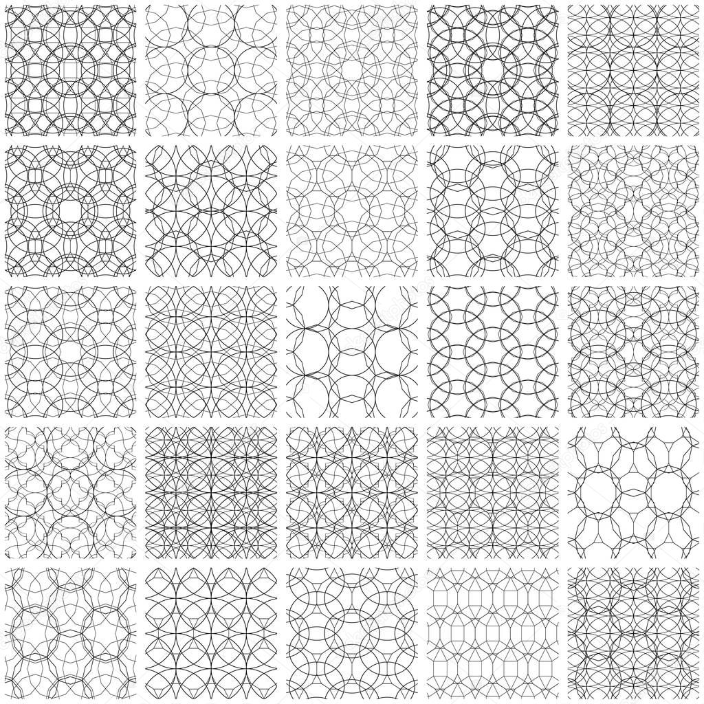 Set of 25 seamless geometric patterns.