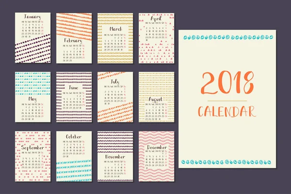 Kalender für 2018 — Stockvektor