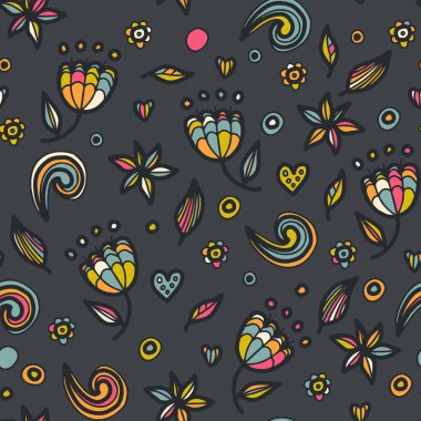 Doodle tarzı çiçek sorunsuz çiçek desenli.