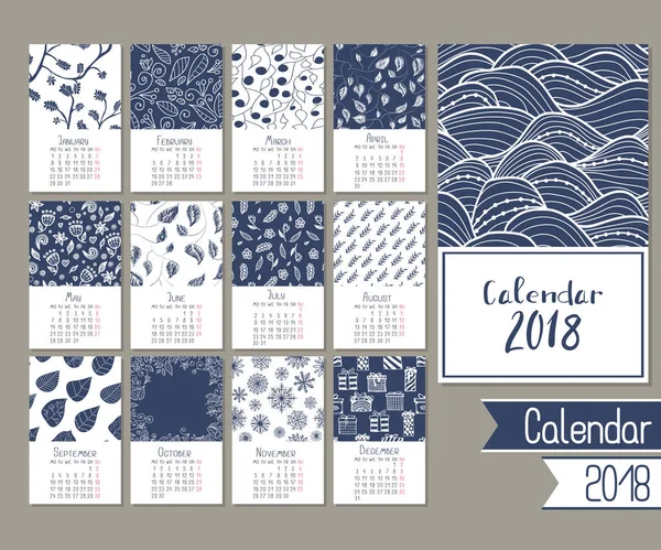 Милый календарь на 2018 год — стоковый вектор