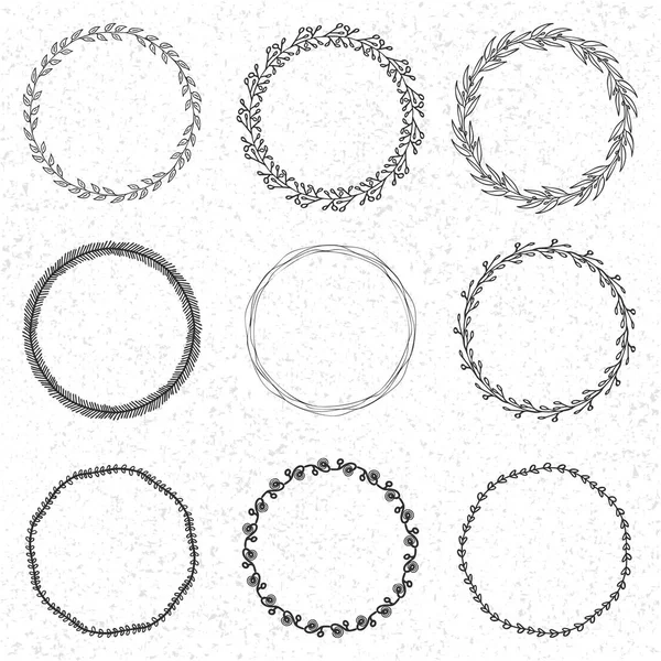 Комплект из 9 цветковых венков — стоковый вектор