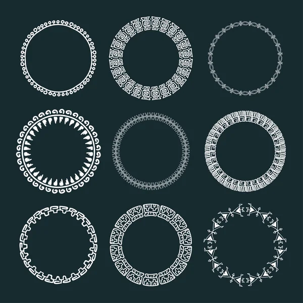 Ensemble de 9 cercles tribaux . — Image vectorielle