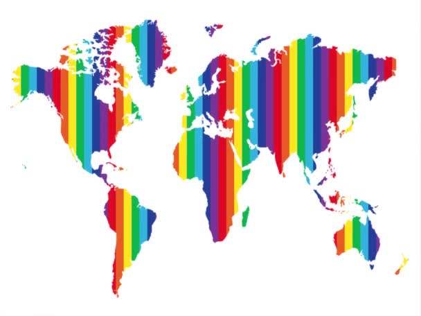 Mapa Mundo Continental Com Arco Íris Direitos Lgbt Todo Mundo — Vídeo de Stock