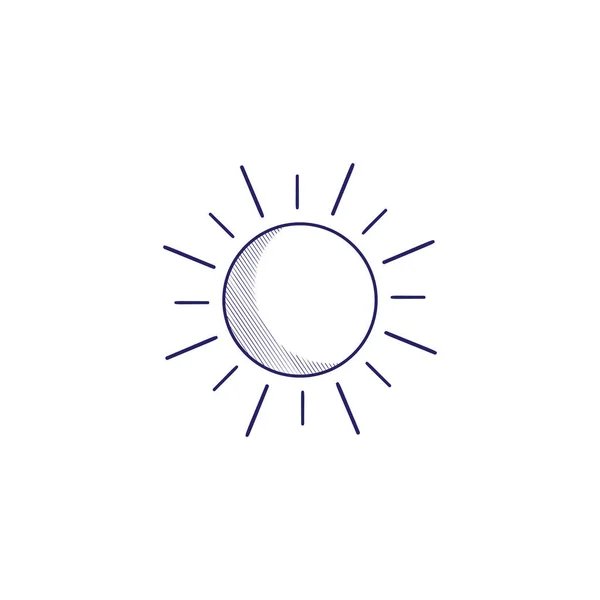 太陽と最小限の手描きアイコン。ハッチの web アイコン — ストックベクタ