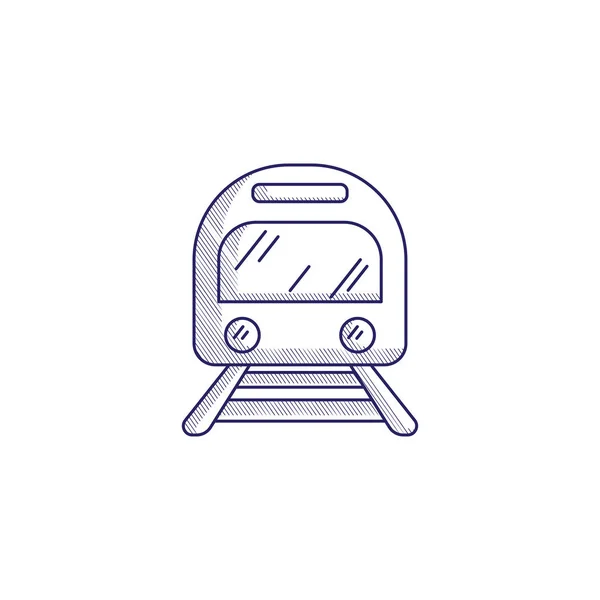 Minimalista kézzel rajzolt icon, elülső kilátás nyílik a vonat. Kalap — Stock Vector