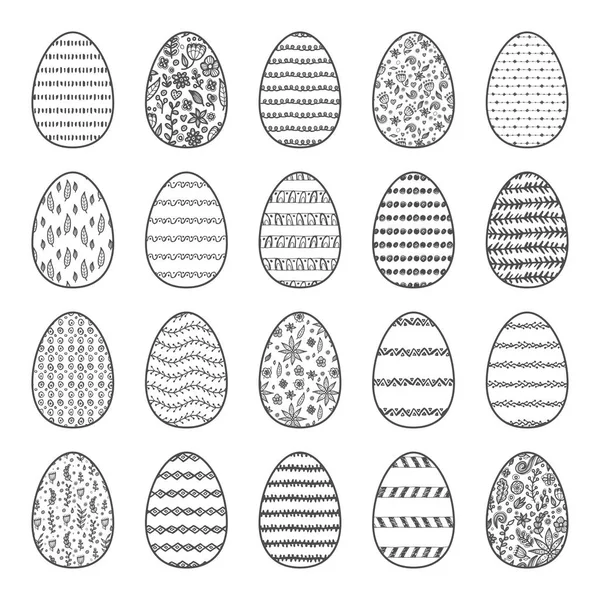 Набор из 10 красочных пасхальных яиц с — стоковый вектор