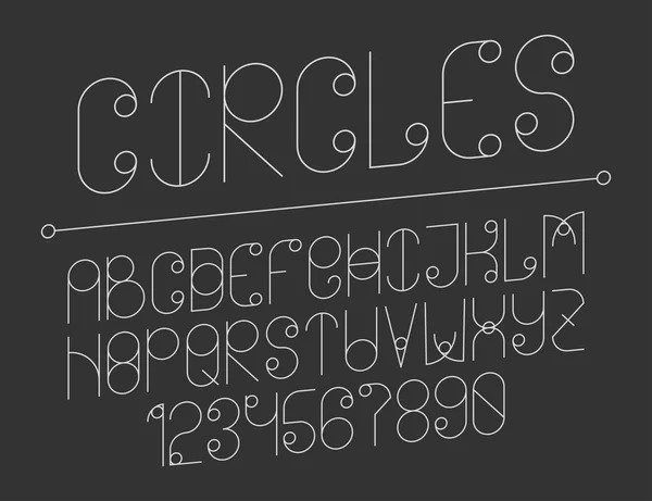 Modern line alphabet with circles. — Stock Vector