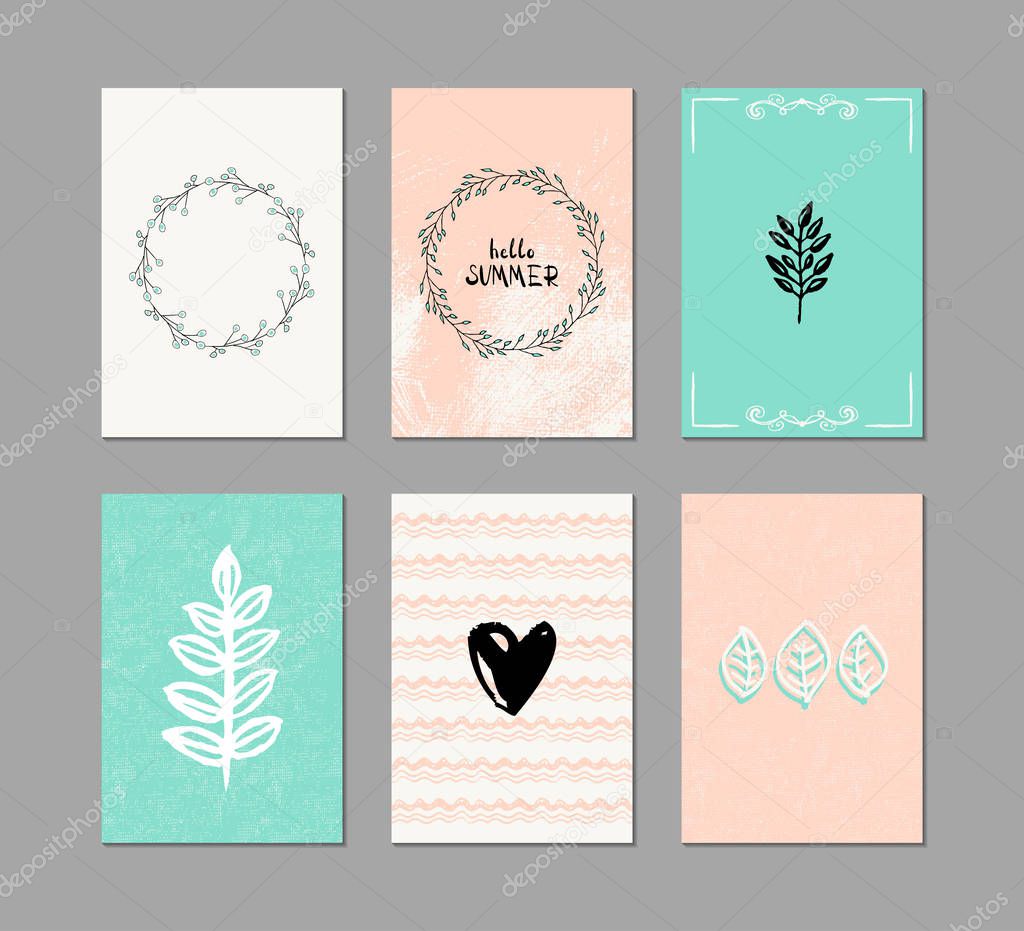 Set of 6 creative greeting cards.