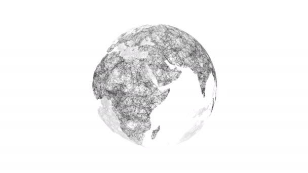 Renderização 3D abstrata de uma rede de dados de tecnologia científica em torno do planeta — Vídeo de Stock