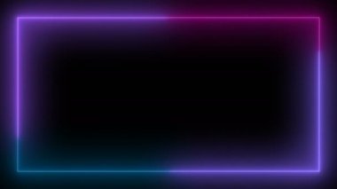 Neon renkli bir çerçeve. Canlandırılmış kutu şekilleri. 